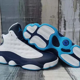 Air Jordan 13 White Navy Cyan Basketball Shoes
