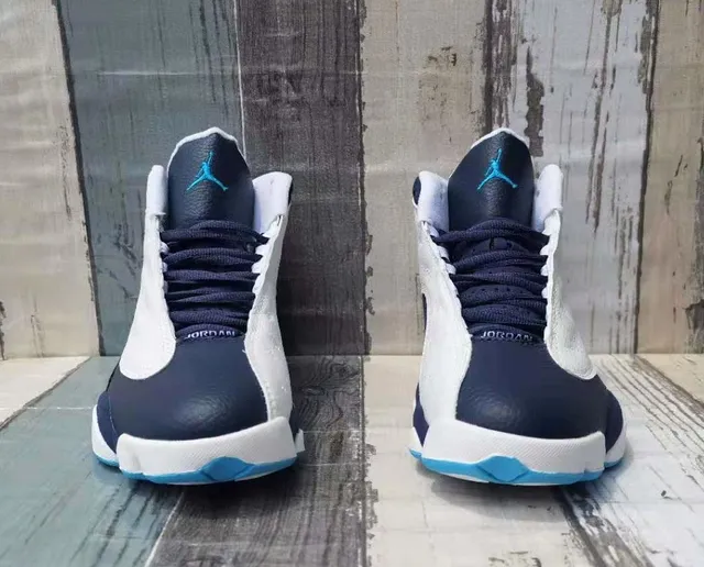 Air Jordan 13 White Navy Cyan Basketball Shoes 3