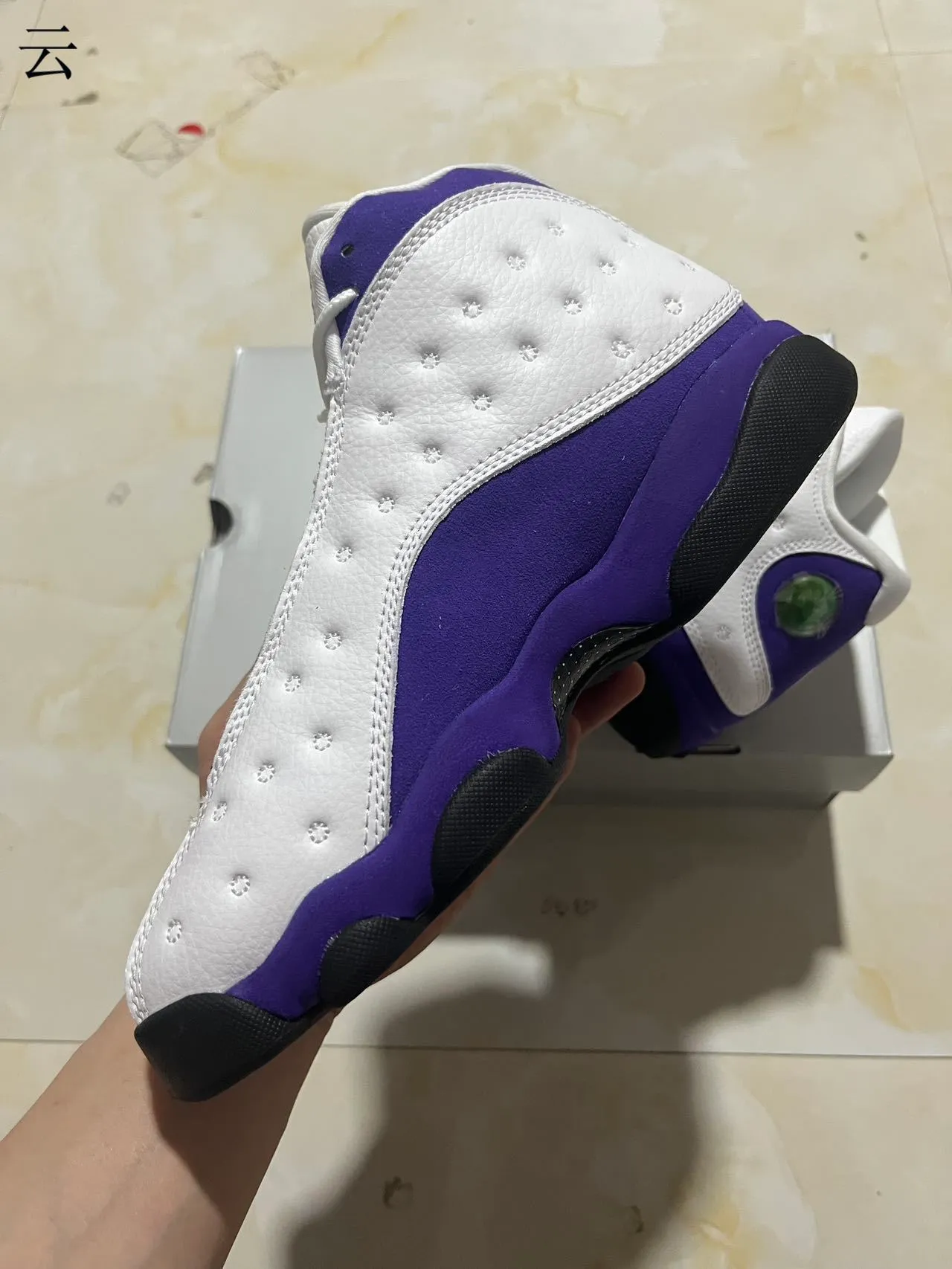 Air Jordan 13 White Purple Black Basketball Shoes 9