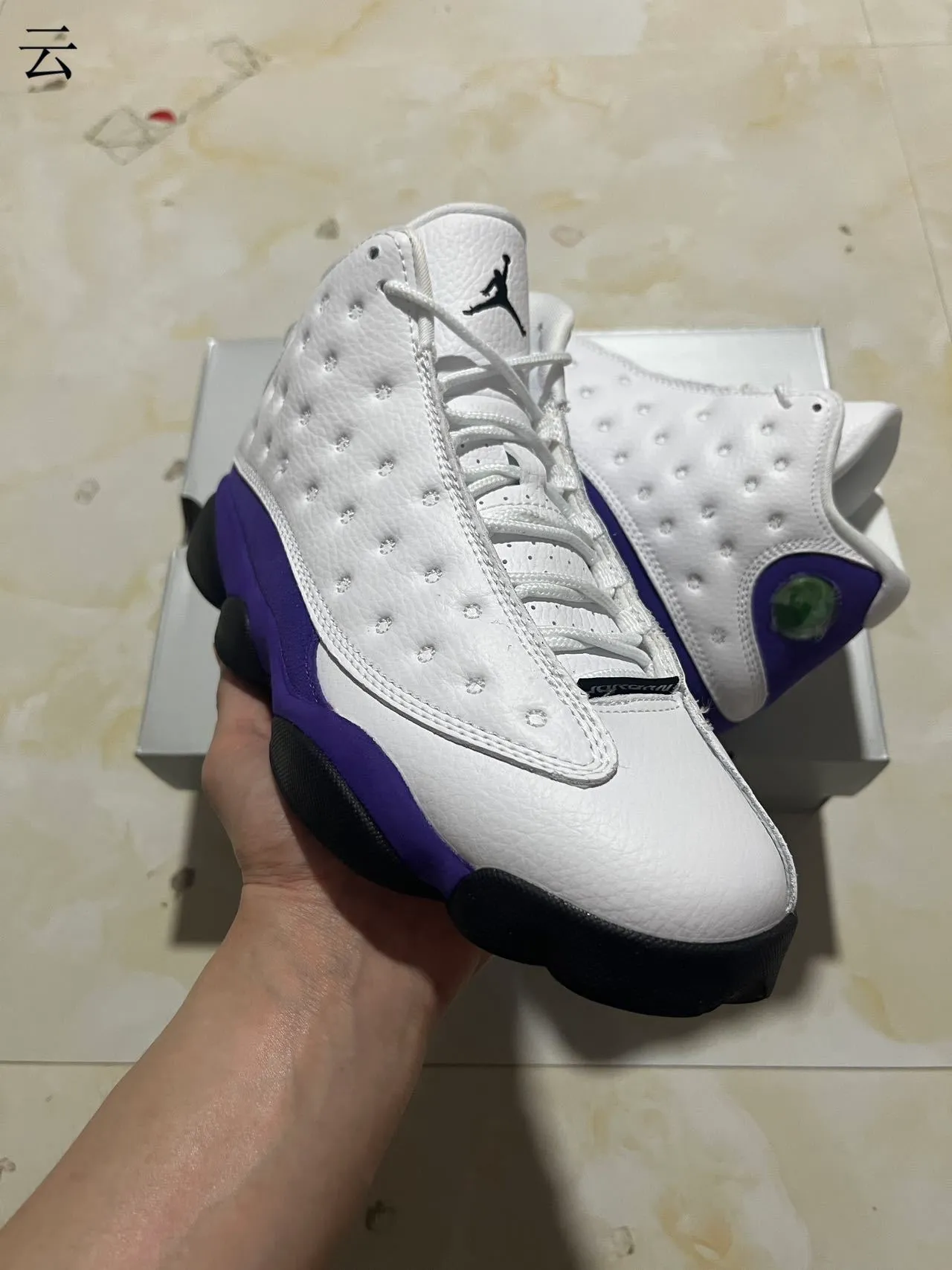 Air Jordan 13 White Purple Black Basketball Shoes 12