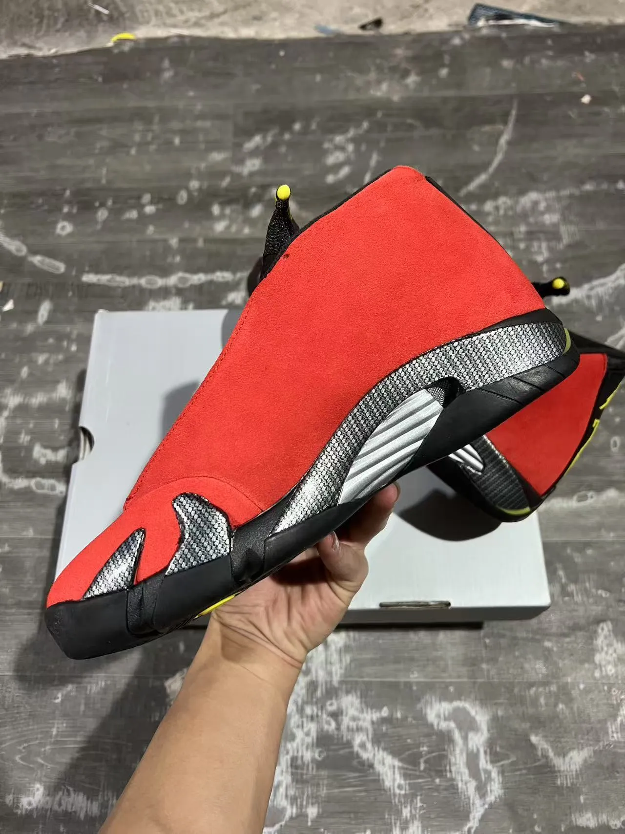 Air Jordan 14 Ferrari Red Suede Basketball Shoes 3