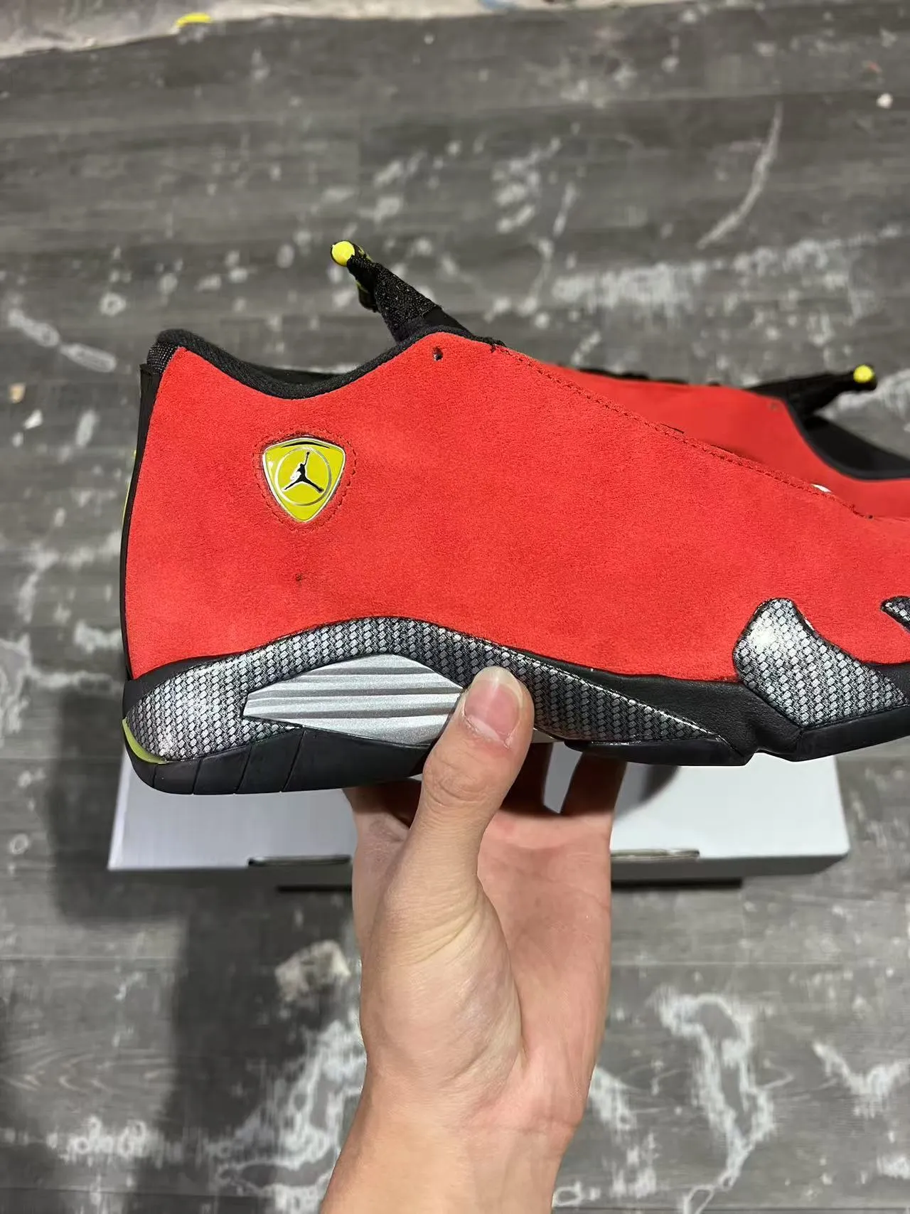Air Jordan 14 Ferrari Red Suede Basketball Shoes 9