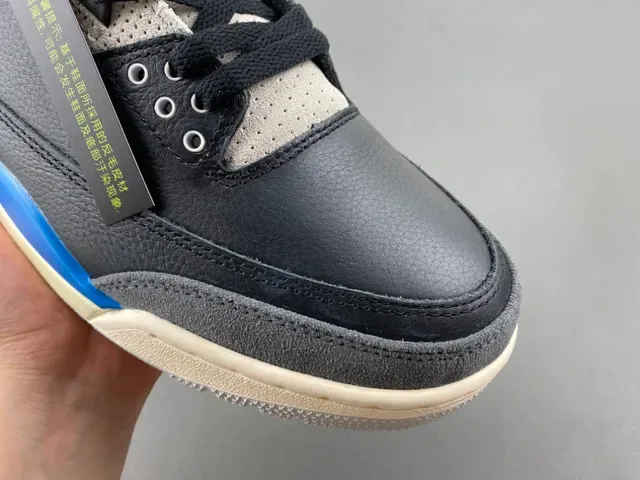 Air Jordan 3 Black Blue Beige Basketball Shoes 2