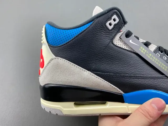 Air Jordan 3 Black Blue Beige Basketball Shoes 3
