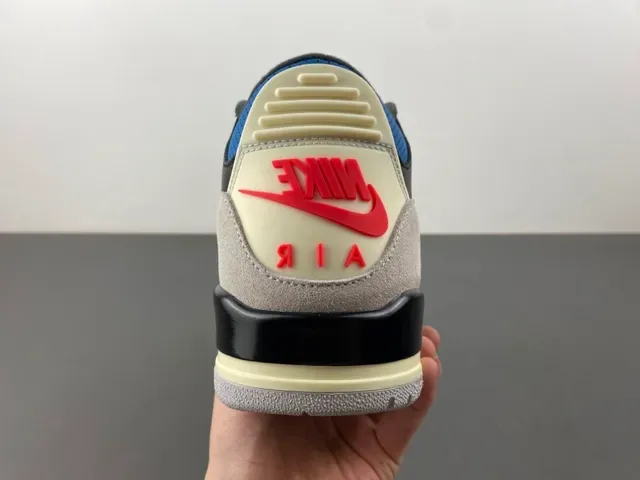 Air Jordan 3 Black Blue Beige Basketball Shoes 4