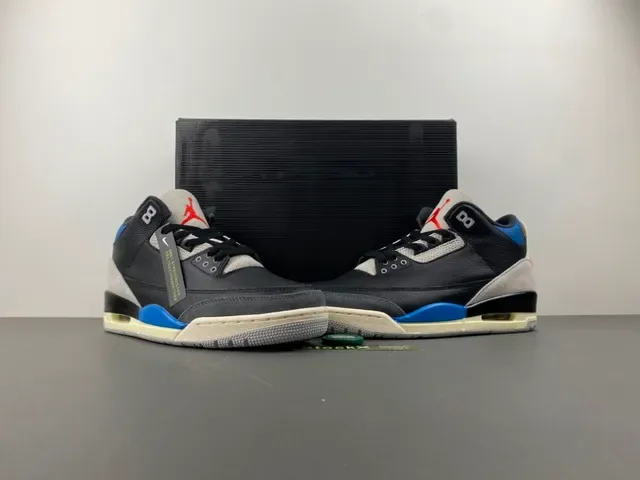 Air Jordan 3 Black Blue Beige Basketball Shoes 13