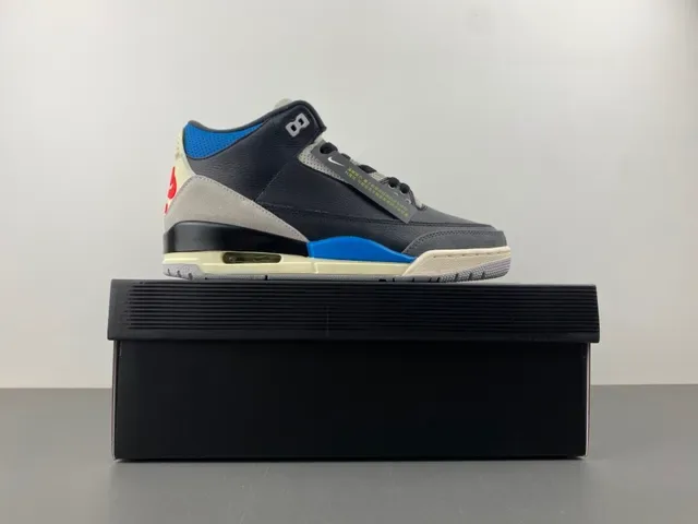 Air Jordan 3 Black Blue Beige Basketball Shoes 15