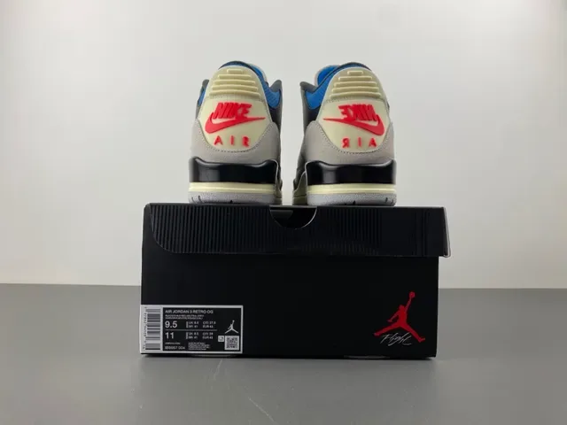 Air Jordan 3 Black Blue Beige Basketball Shoes 17