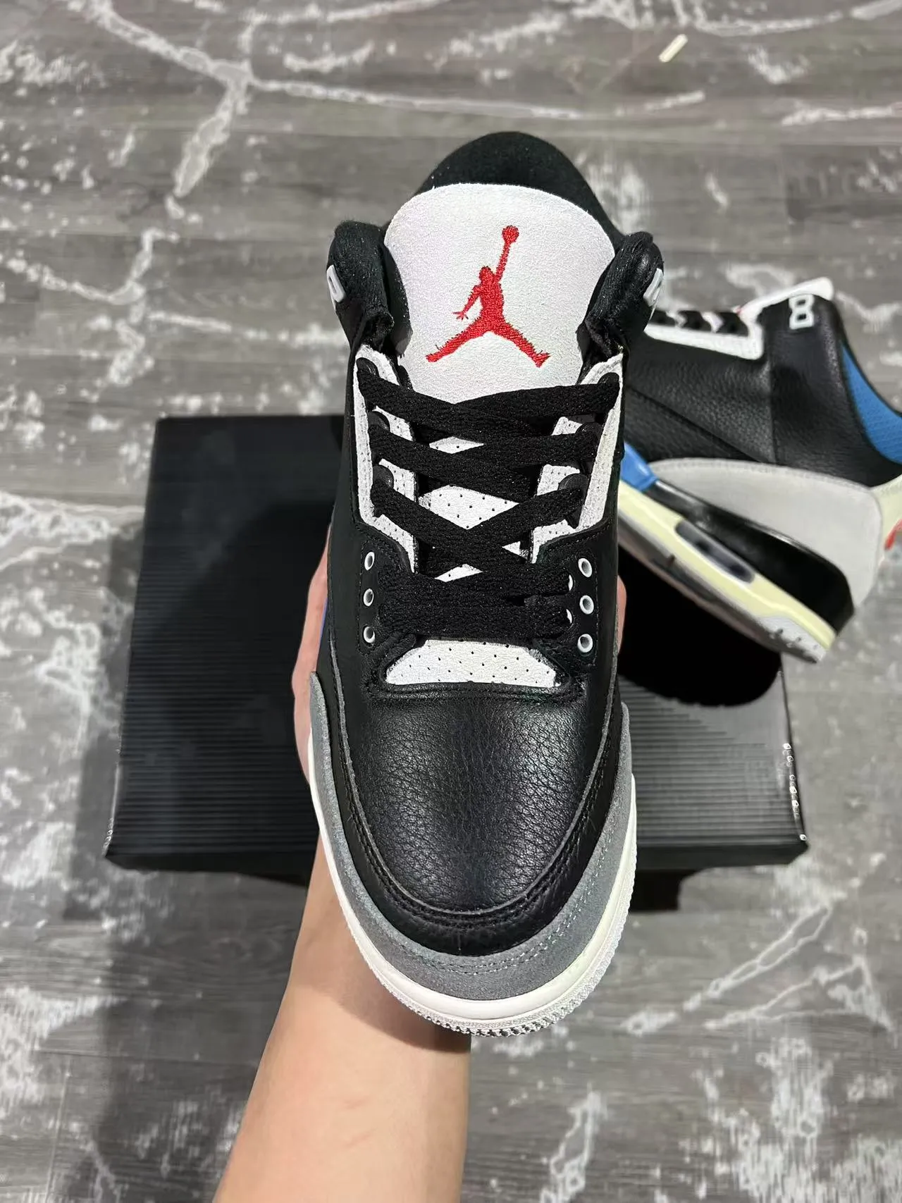 Air Jordan 3 Black Blue Elephant Basketball Shoes 3