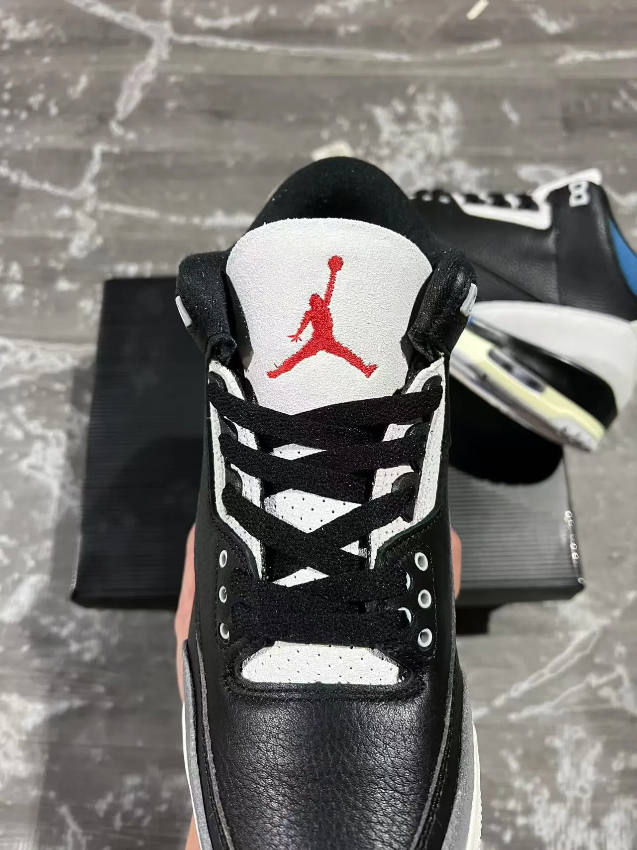 Air Jordan 3 Black Blue Elephant Basketball Shoes 4