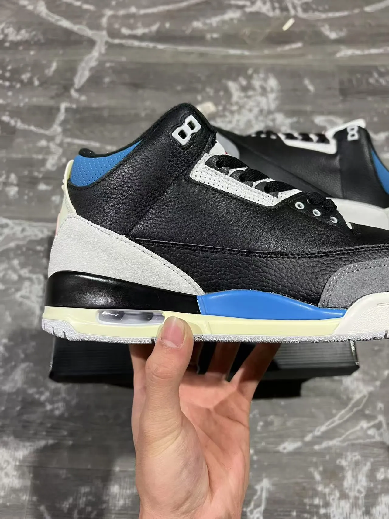 Air Jordan 3 Black Blue Elephant Basketball Shoes 7