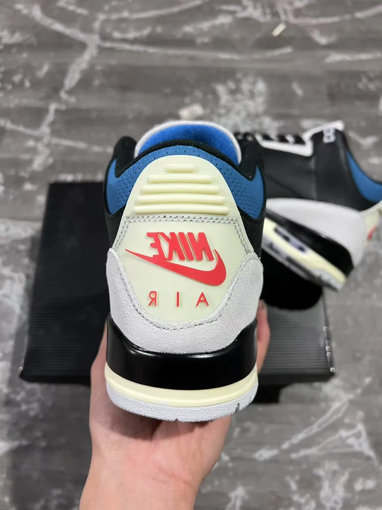 Air Jordan 3 Black Blue Elephant Basketball Shoes 8