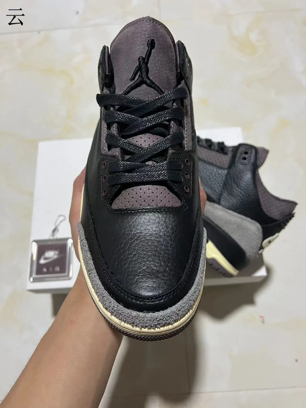 Air Jordan 3 Black Charcoal Cream Basketball Shoes 3