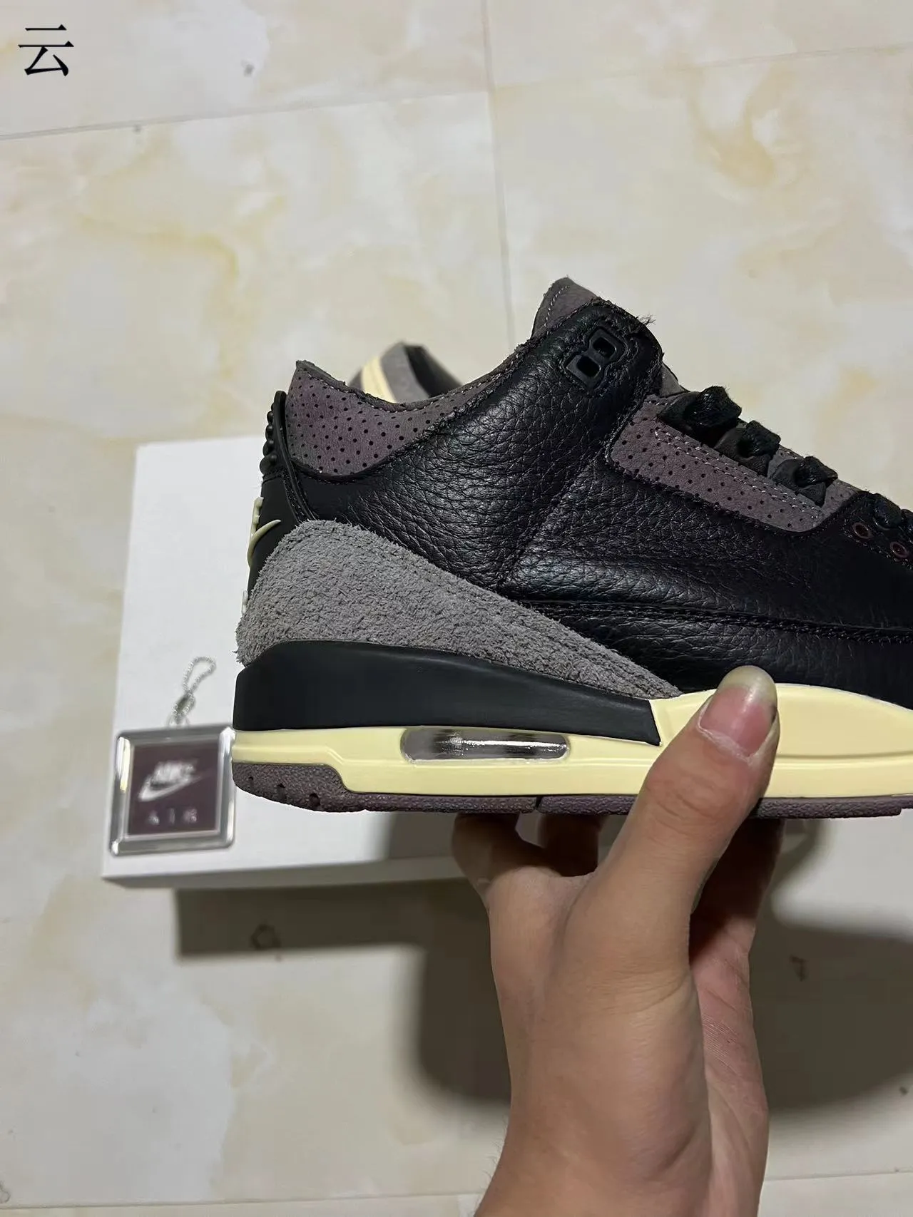 Air Jordan 3 Black Charcoal Cream Basketball Shoes 7