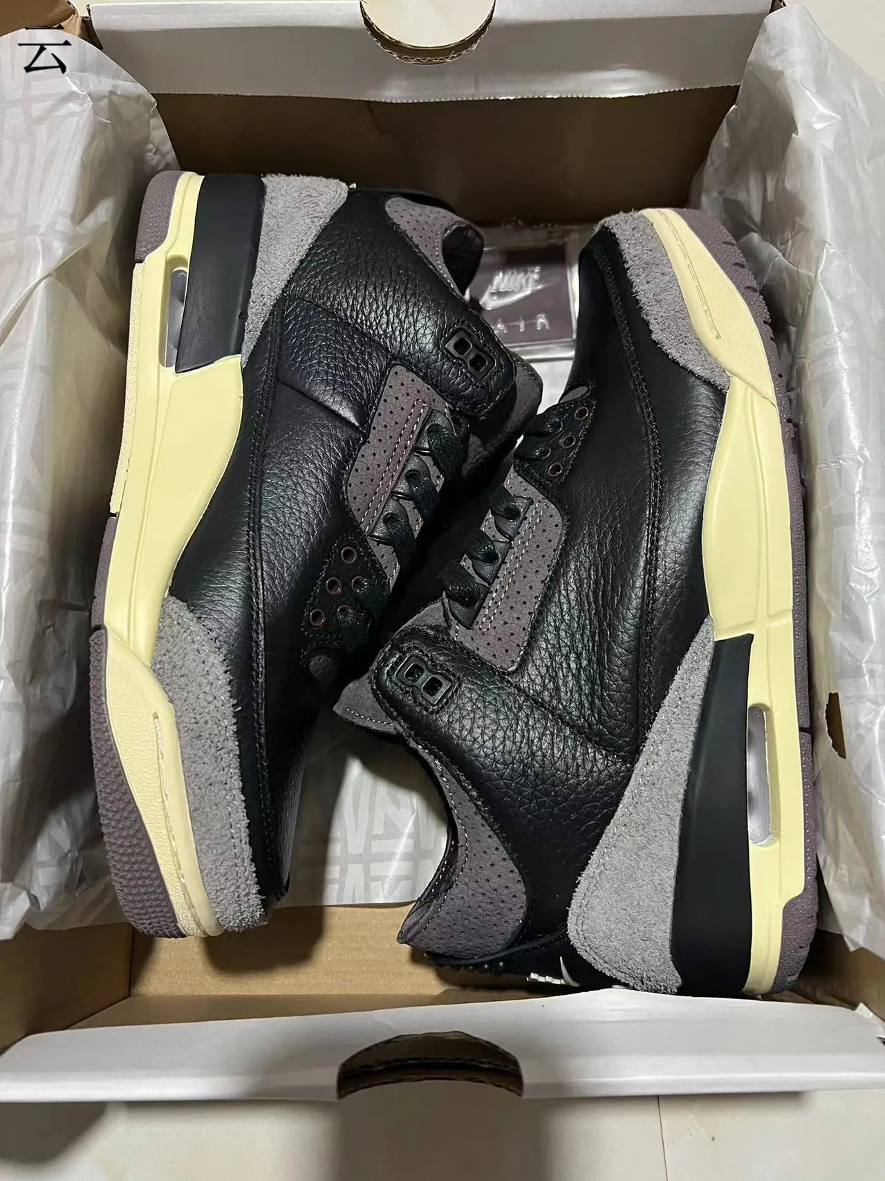 Air Jordan 3 Black Charcoal Cream Basketball Shoes 9