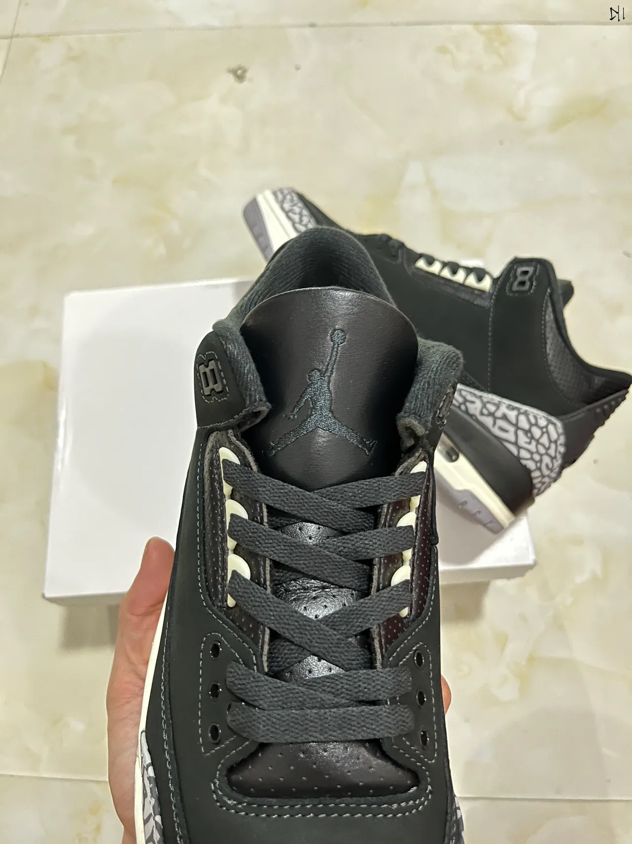 Air Jordan 3 Black Elephant Basketball Shoes 4