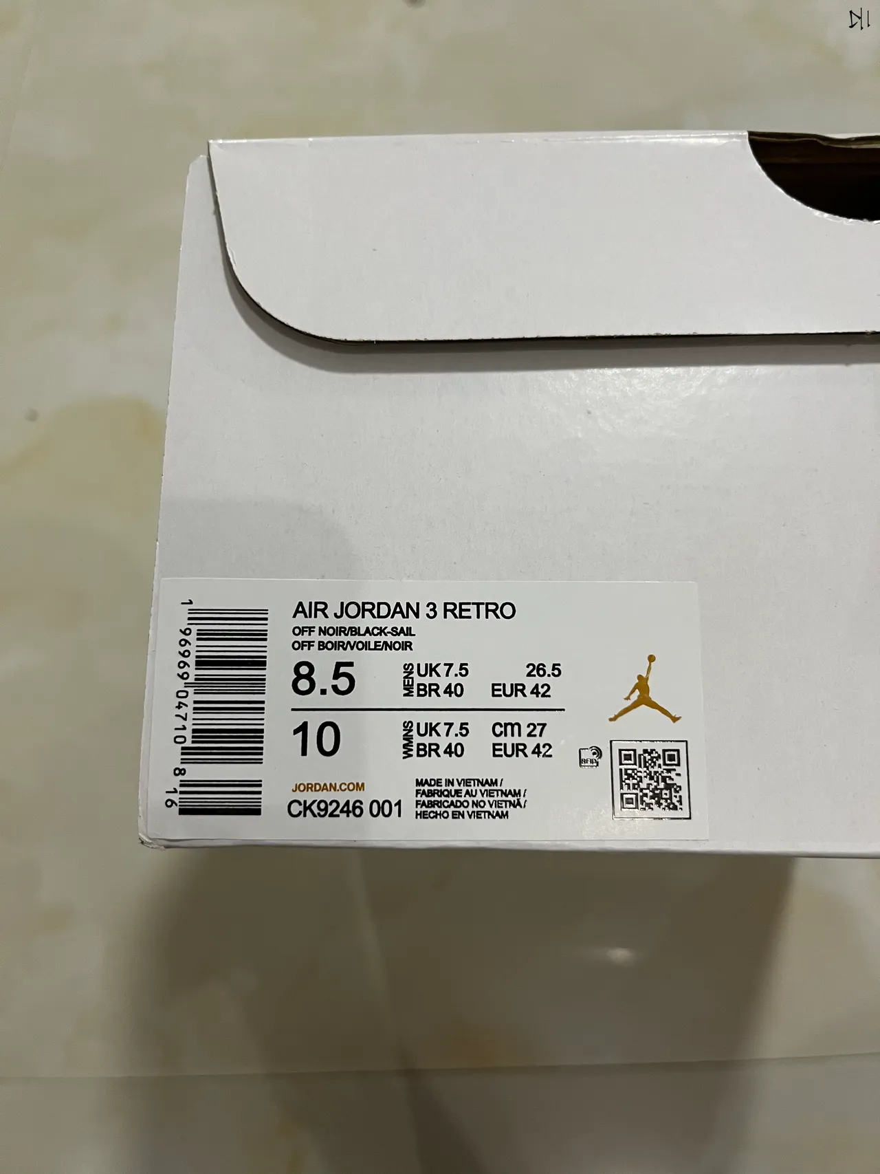 Air Jordan 3 Black Elephant Basketball Shoes 10