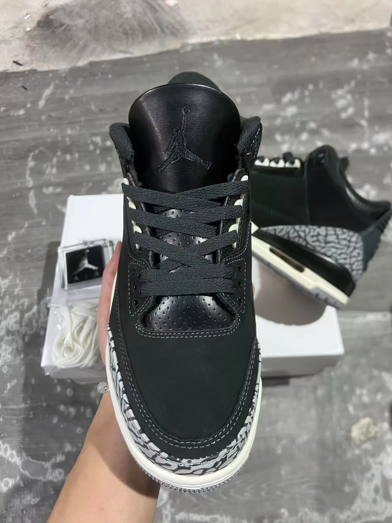 Air Jordan 3 Black Elephant Print Basketball Shoes 3