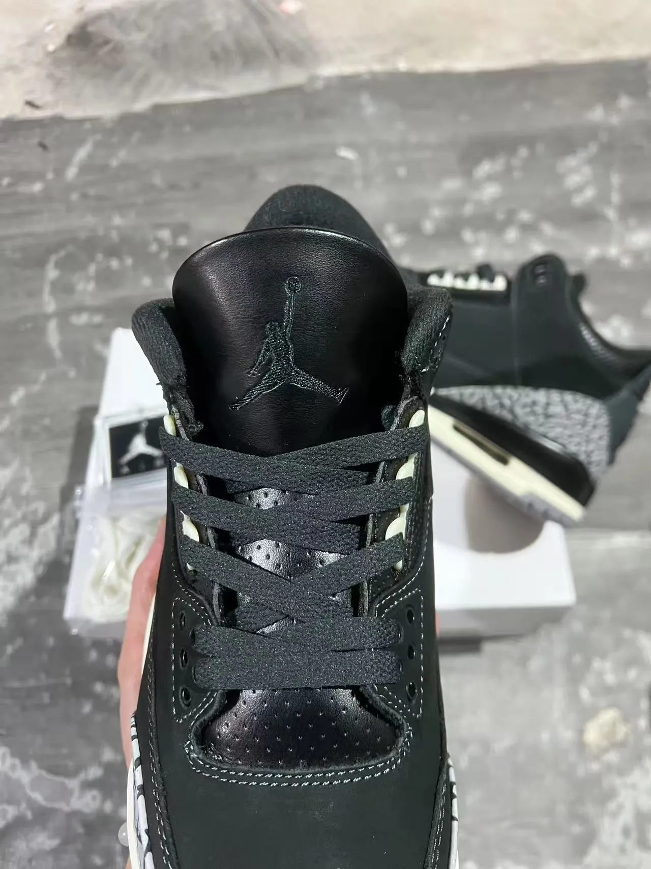 Air Jordan 3 Black Elephant Print Basketball Shoes 4