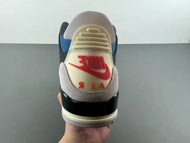 Air Jordan 3 Chaussures de Basketball Noir Gris Bleu Rouge 5