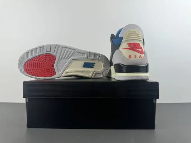 Air Jordan 3 Chaussures de Basketball Noir Gris Bleu Rouge 16