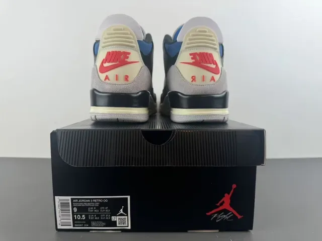 Air Jordan 3 Chaussures de Basketball Noir Gris Bleu Rouge 17