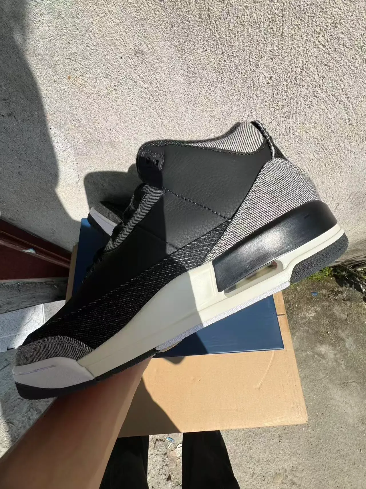 Air Jordan 3 Preto Cinza Impressão Elefante Tênis de Basquete 5