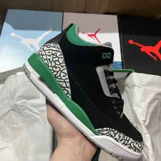 Air Jordan 3 黑绿爆裂纹篮球鞋