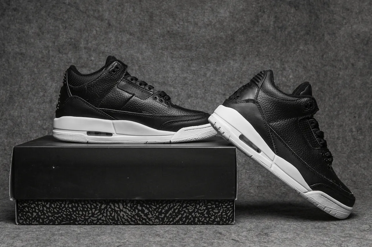 Air Jordan 3 Black White Basketball Shoes 2