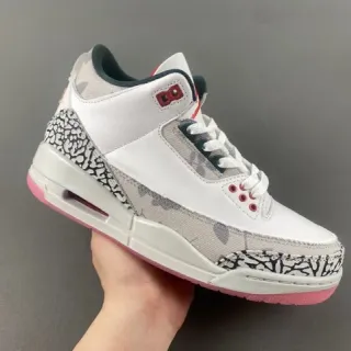 Air Jordan 3 Elephant Print White Pink Basketball Shoes