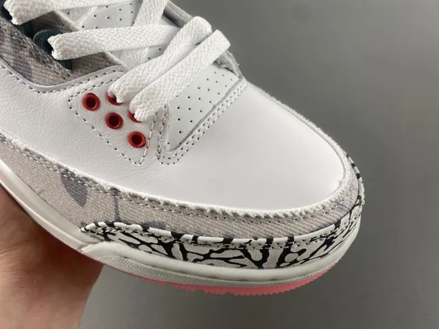 Air Jordan 3 Elephant Print White Pink Basketball Shoes 2