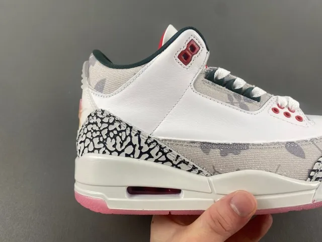 Air Jordan 3 Elephant Print White Pink Basketball Shoes 3