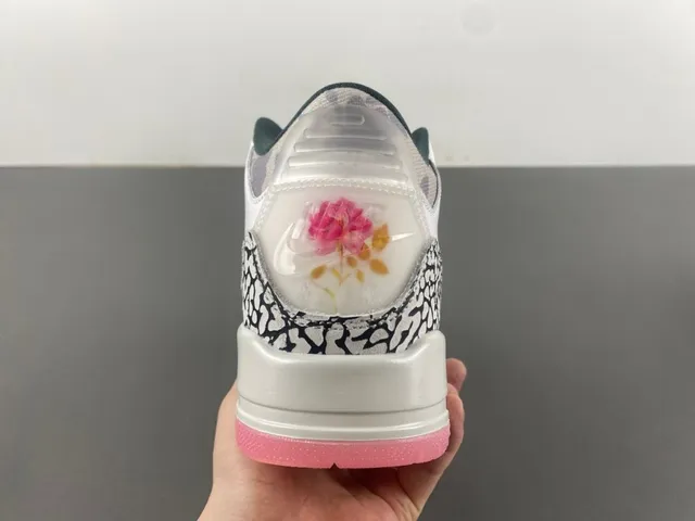 Air Jordan 3 Elephant Print White Pink Basketball Shoes 4