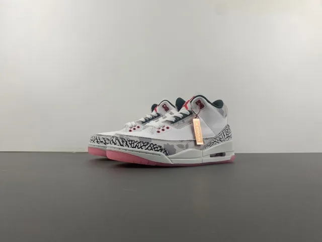 Air Jordan 3 Elephant Print White Pink Basketball Shoes 10