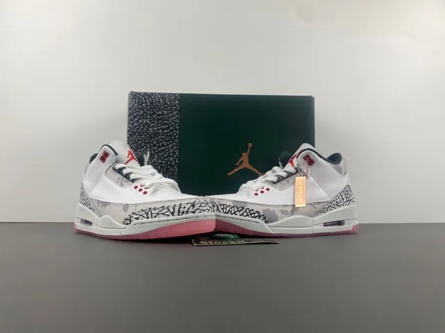 Air Jordan 3 Elephant Print White Pink Basketball Shoes 13