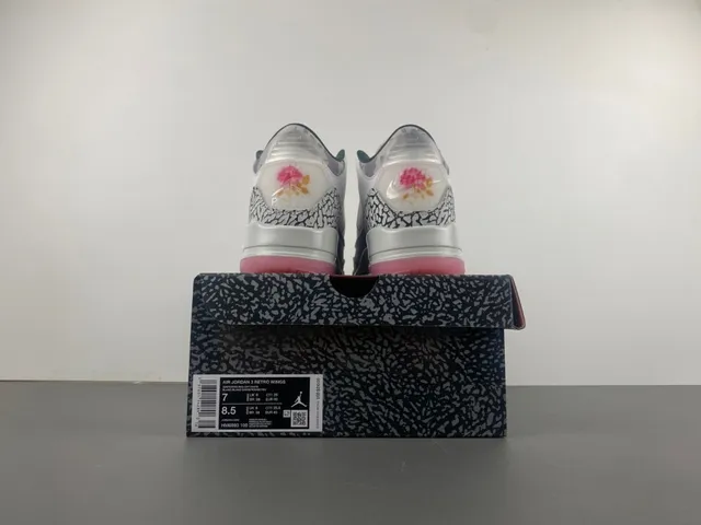 Air Jordan 3 Elephant Print White Pink Basketball Shoes 17