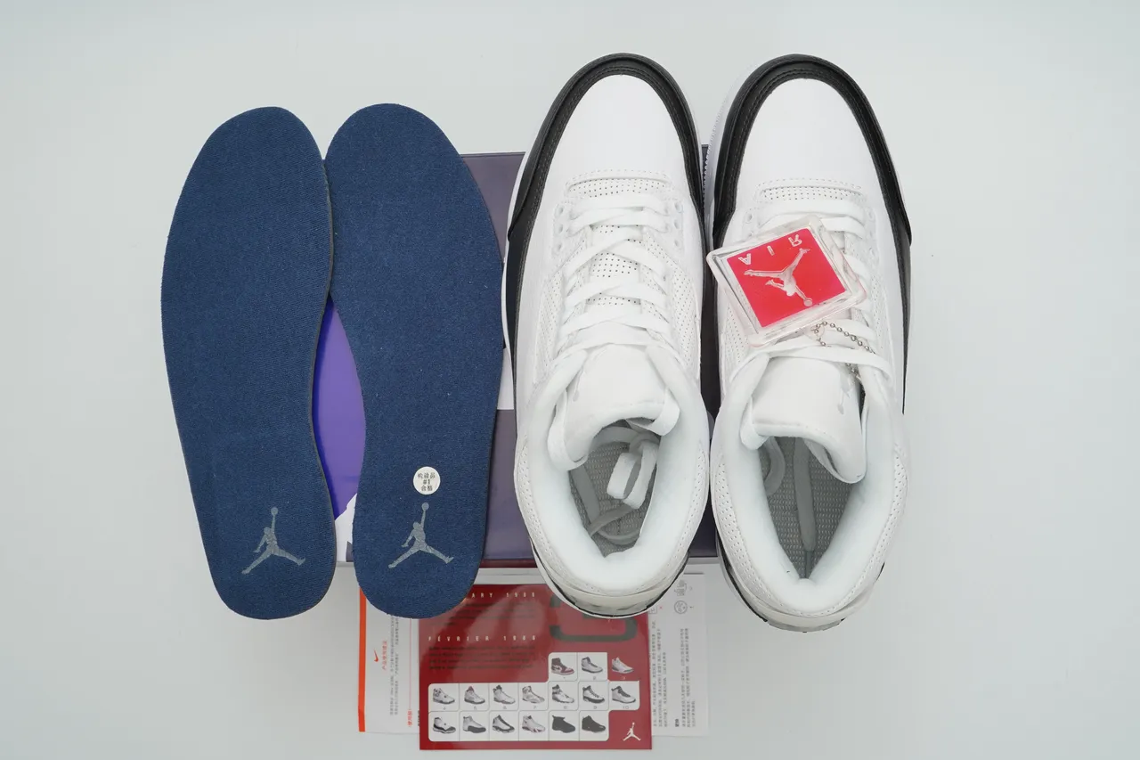 Air Jordan 3 Fragment Design White Black Basketball Shoes 2