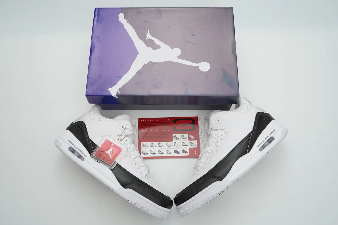 Air Jordan 3 Fragment Design White Black Basketball Shoes 3