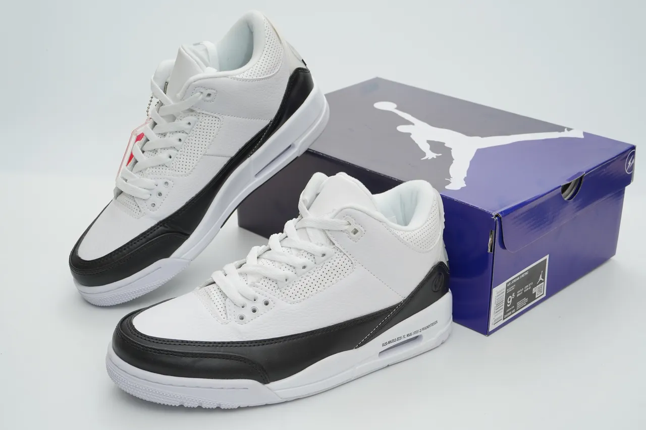Air Jordan 3 Fragment Design White Black Basketball Shoes 4