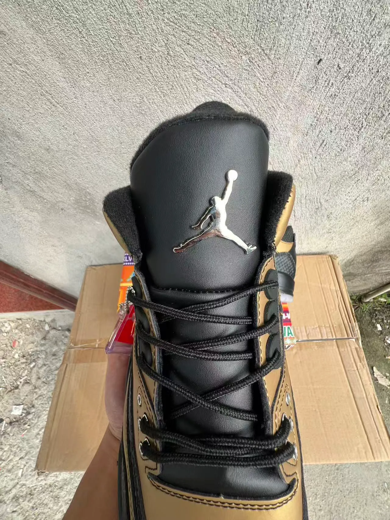 Air Jordan 3 Gold and Black Elephant Print Basketball Shoes 4