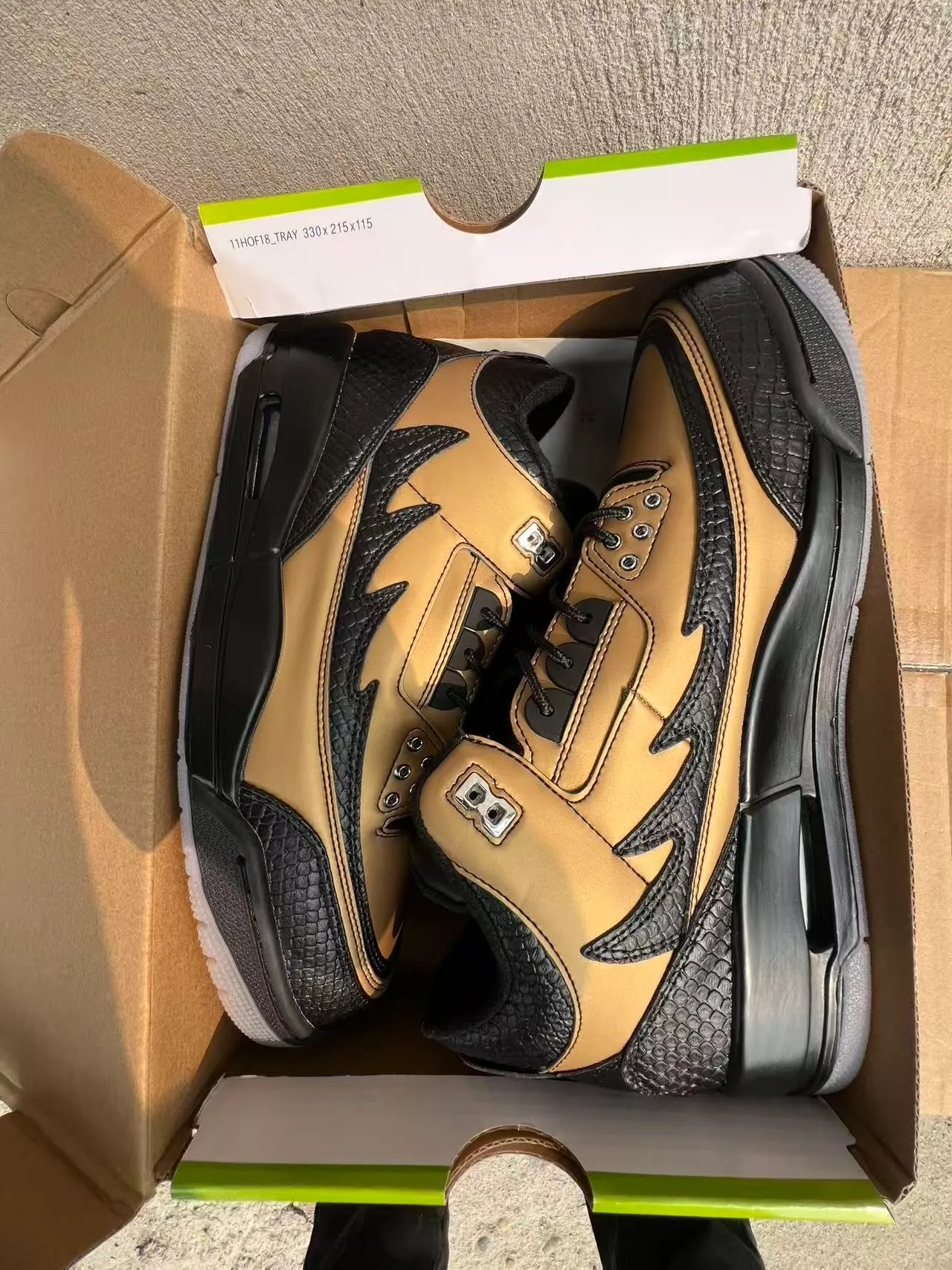 Air Jordan 3 Gold and Black Elephant Print Basketball Shoes 9