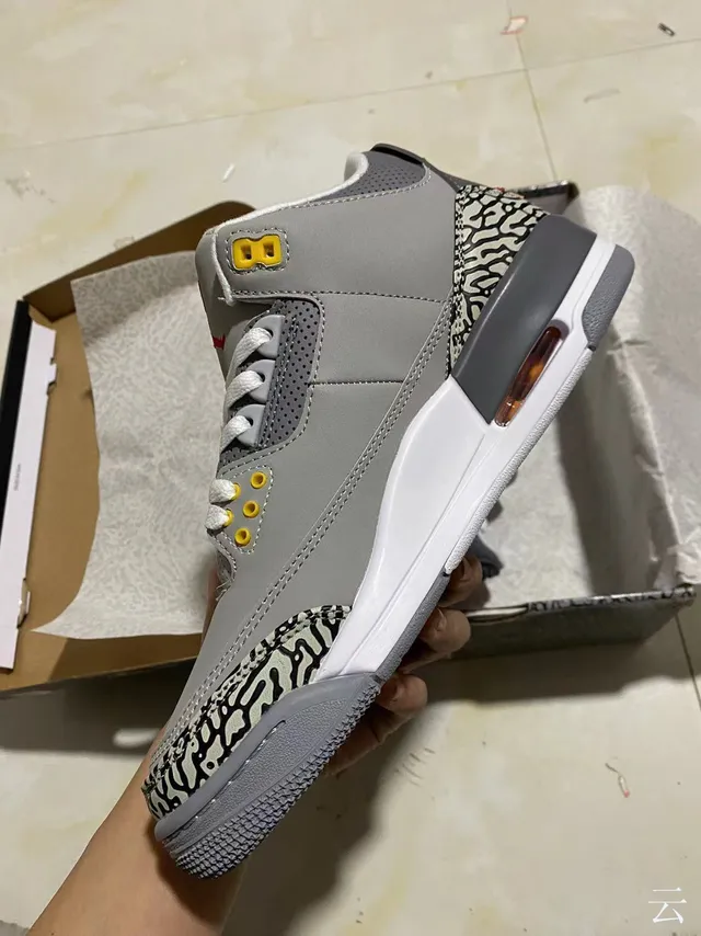 Air Jordan 3 Gray Elephant Print Basketball Shoes 4