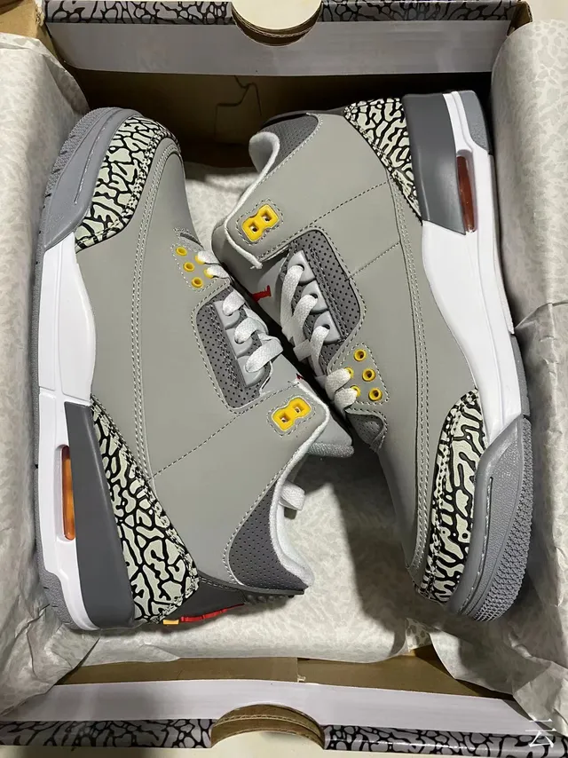 Air Jordan 3 Gray Elephant Print Basketball Shoes 7