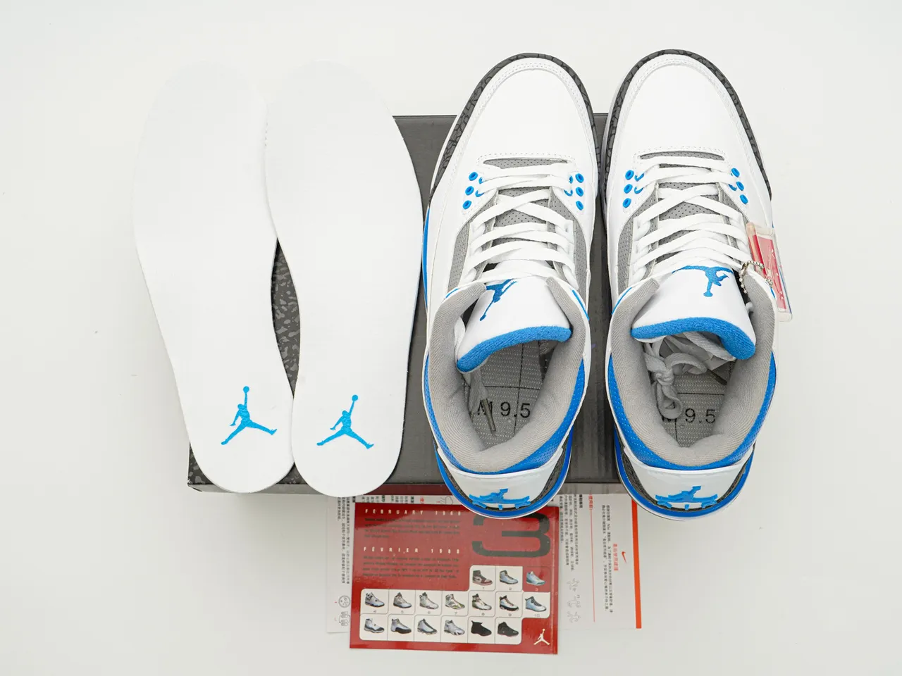 Air Jordan 3 White Cement Blue Basketball Shoes 2
