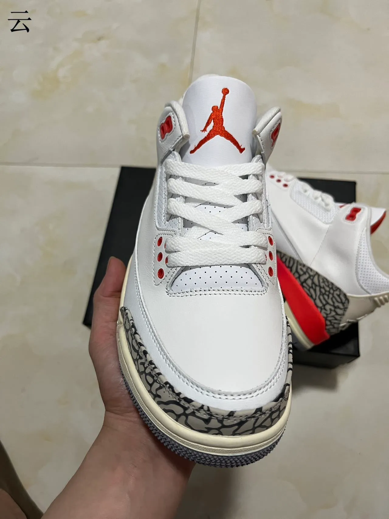 Air Jordan 3 White Cement Red Basketball Shoes 2