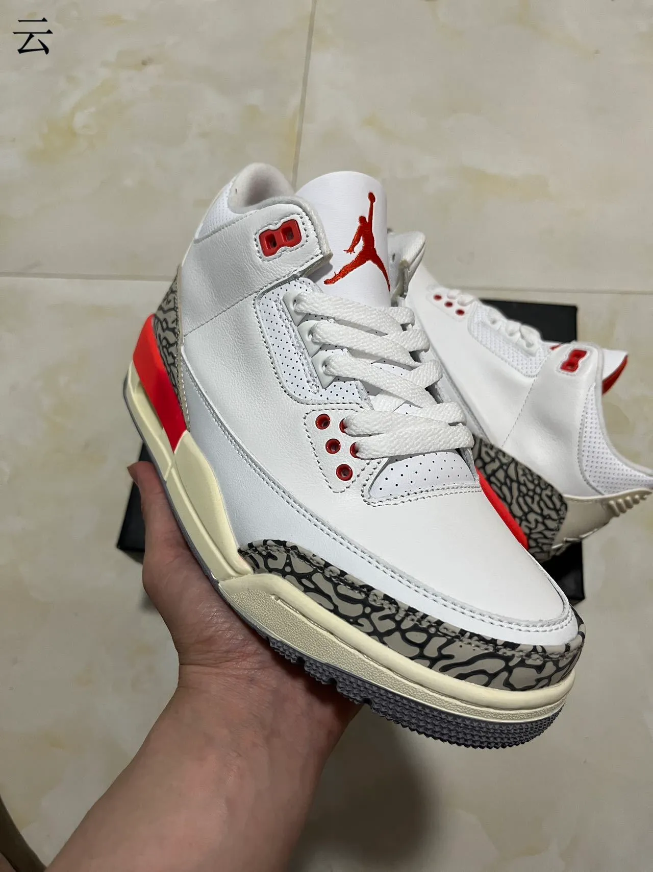 Air Jordan 3 White Cement Red Basketball Shoes 3