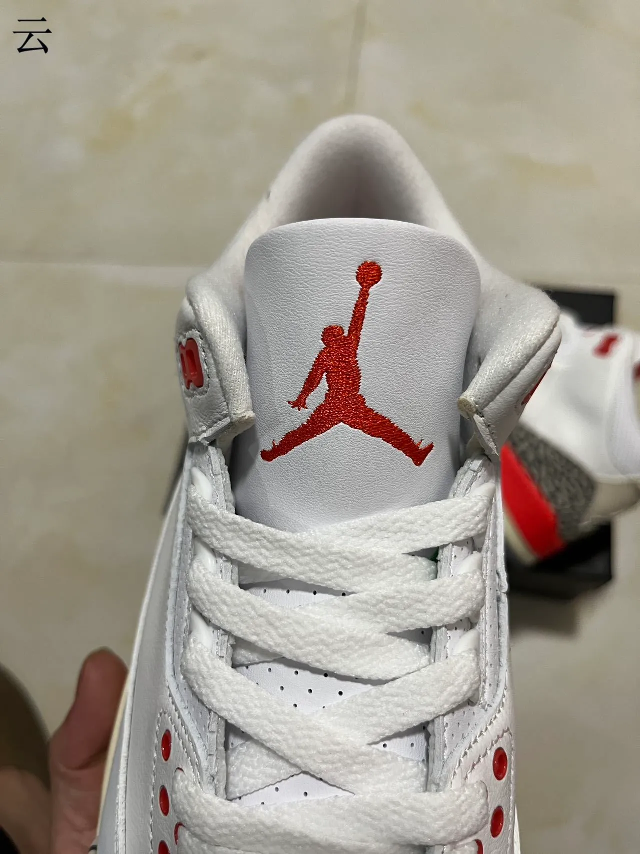 Air Jordan 3 White Cement Red Basketball Shoes 4