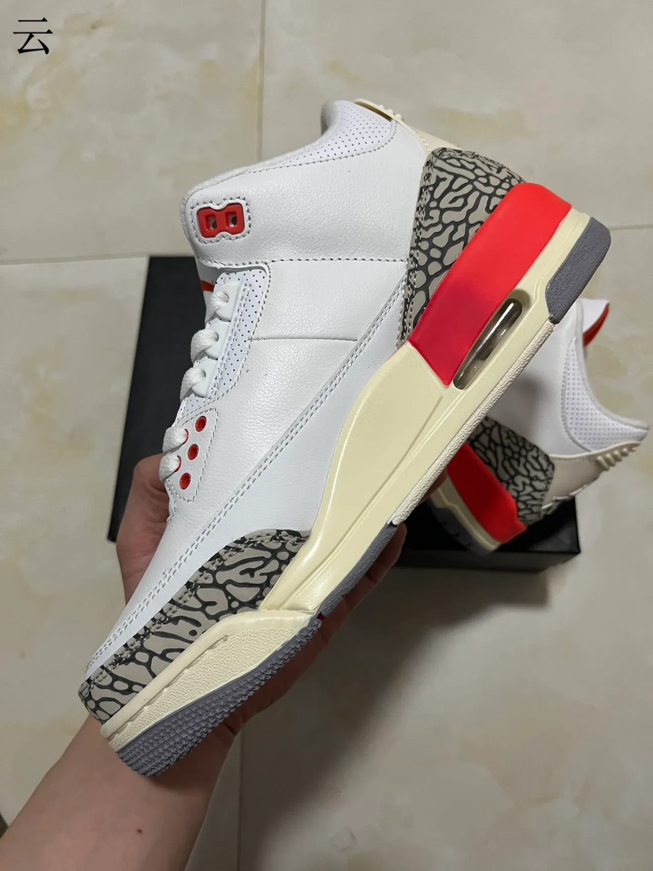 Air Jordan 3 White Cement Red Basketball Shoes 5