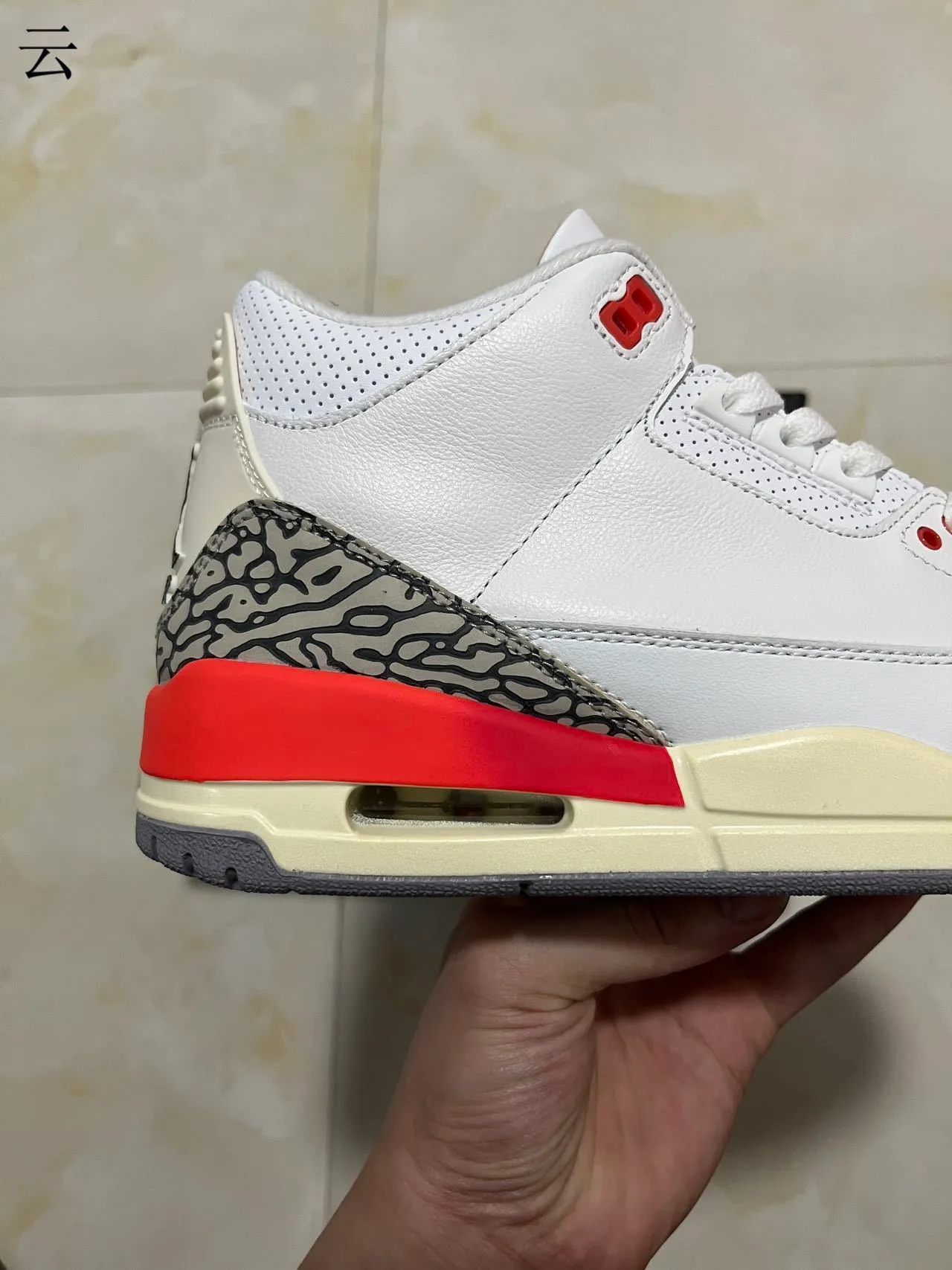 Air Jordan 3 White Cement Red Basketball Shoes 7