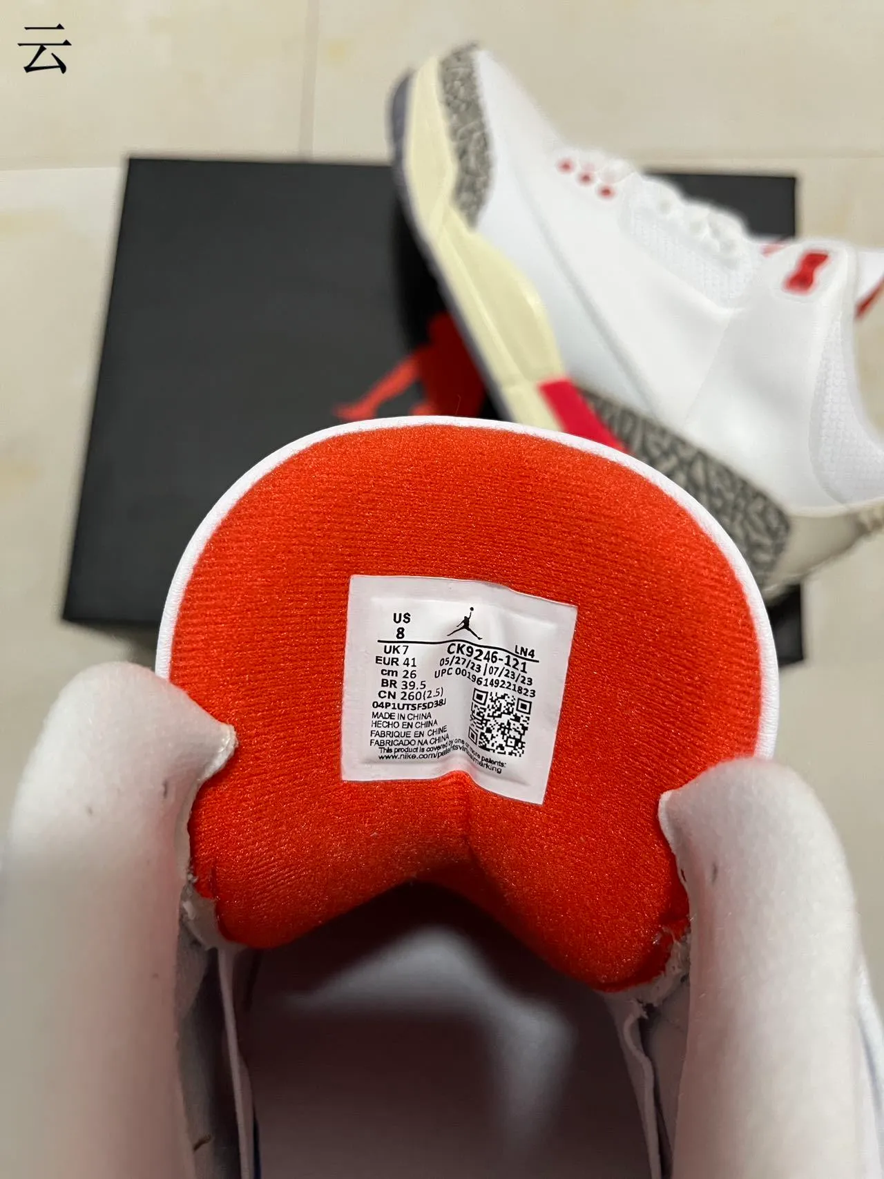 Air Jordan 3 White Cement Red Basketball Shoes 9